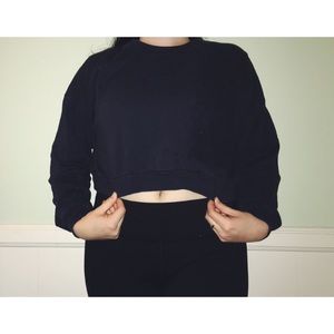 Dark Blue American Apparel Cropped Sweatshirt